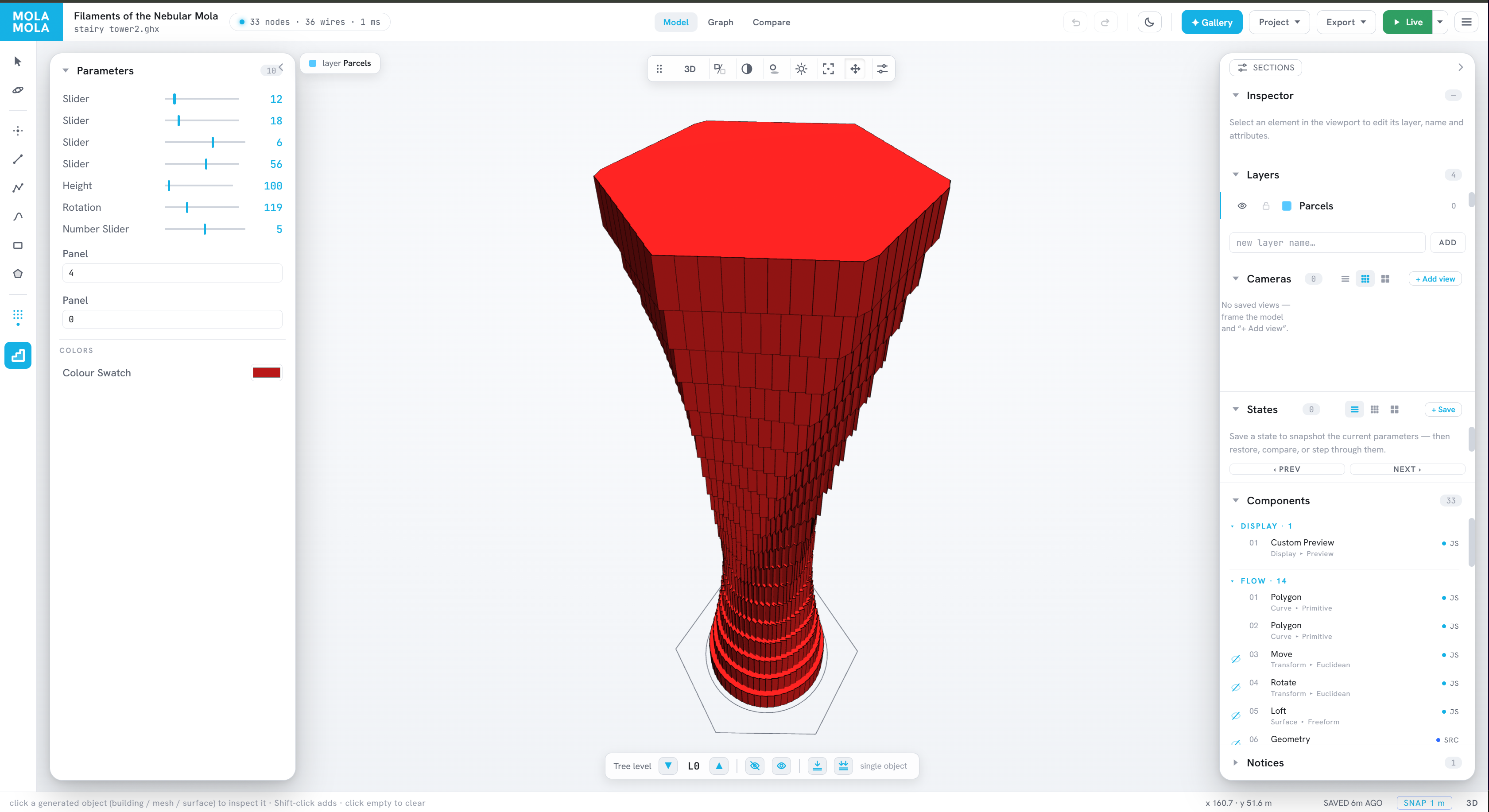 Mola Mola — parametric tower running live in the browser