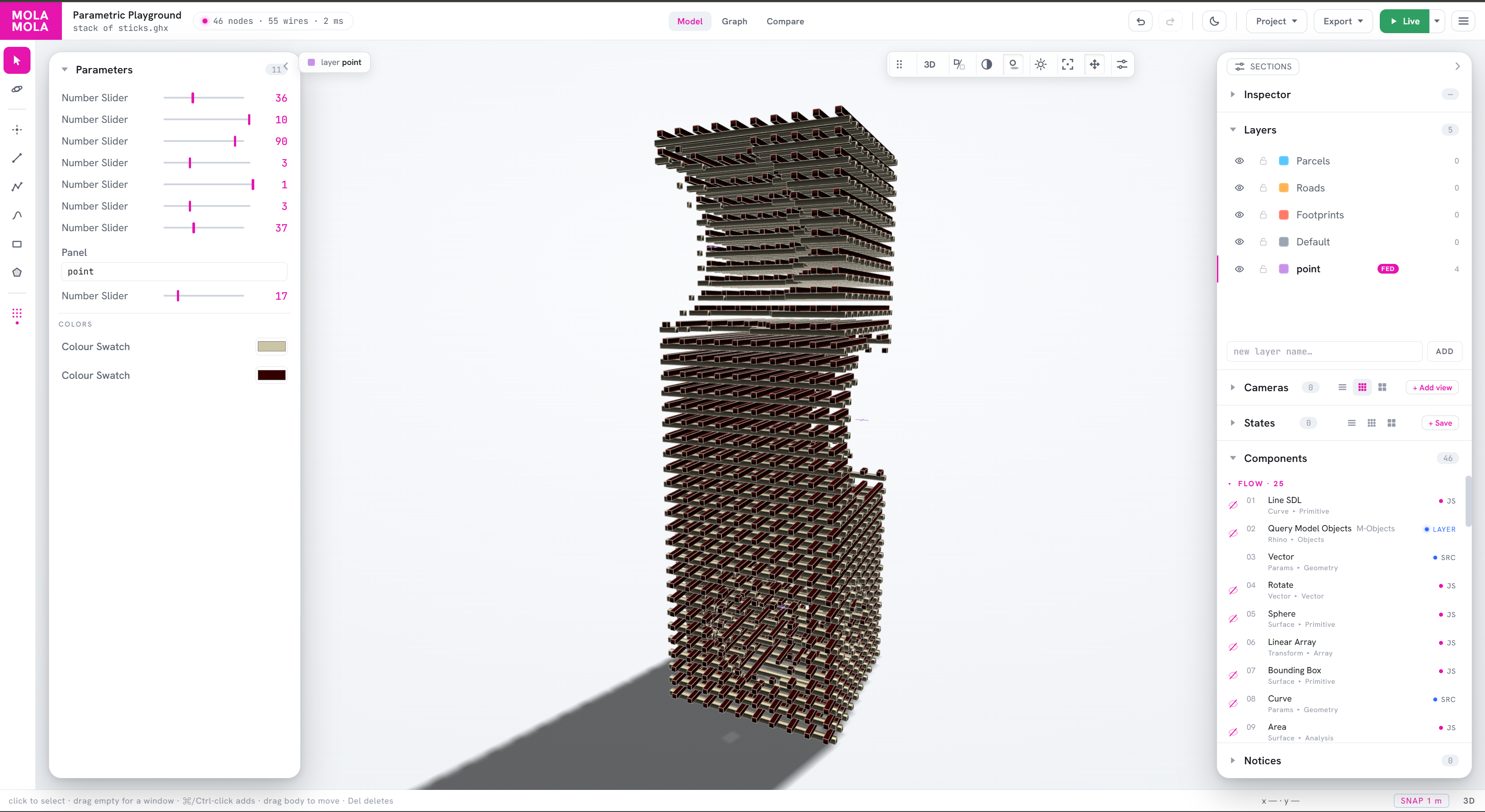 Mola Mola — parametric stick tower